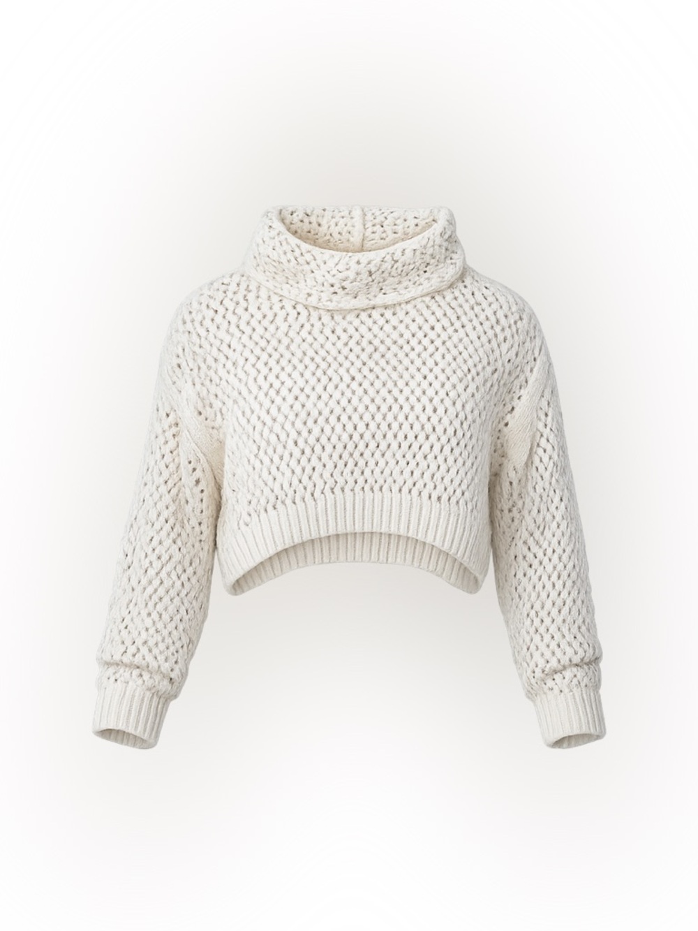 Free People Chunky Knit Sweater XS Cream Open Knit Beach Boho Coastal Crop